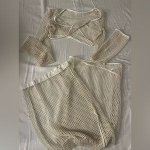 Cream Mesh Two-Piece Set